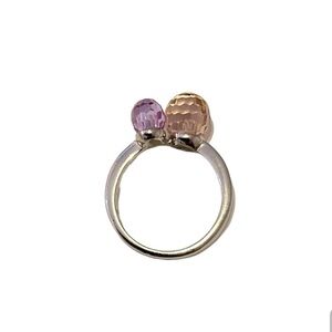Pink and Purple Crystal Ball Sterling Silver 925 Ring Size 7.5 Balletcore